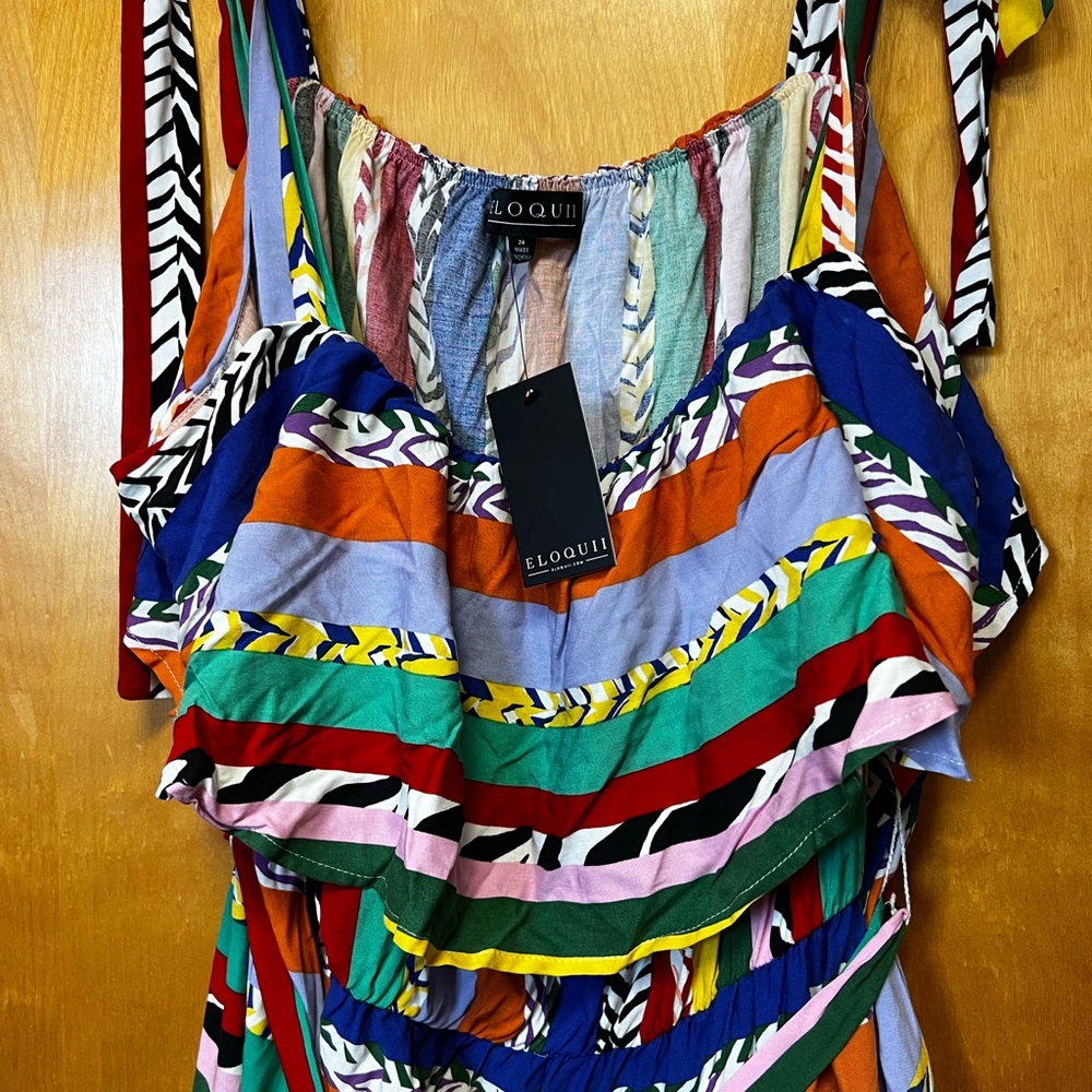 Eloquii Multicolor Striped Maxi Dress